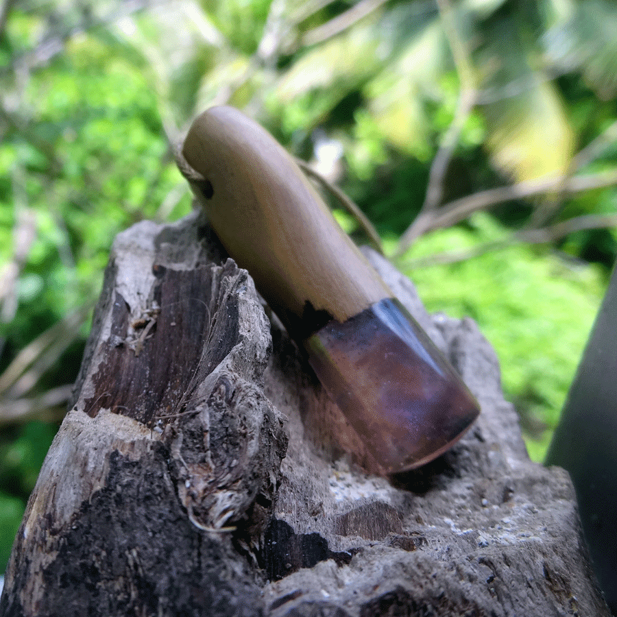 Driftwood with purple resin