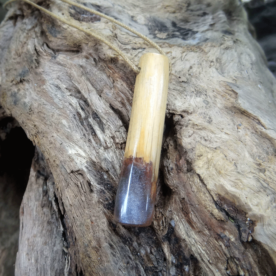 Driftwood with purple resin