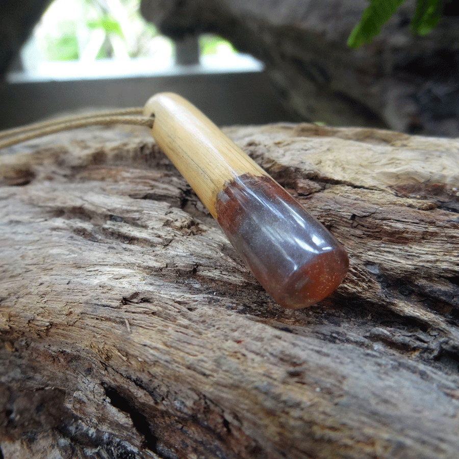 Driftwood with purple resin