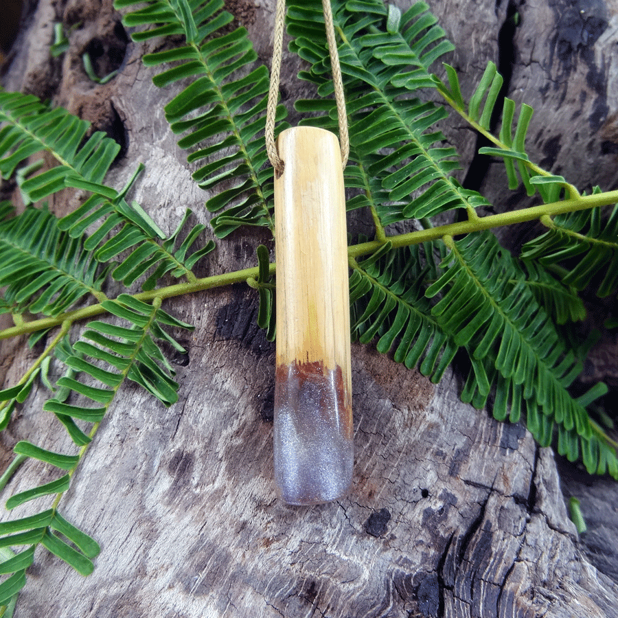 Driftwood with purple resin