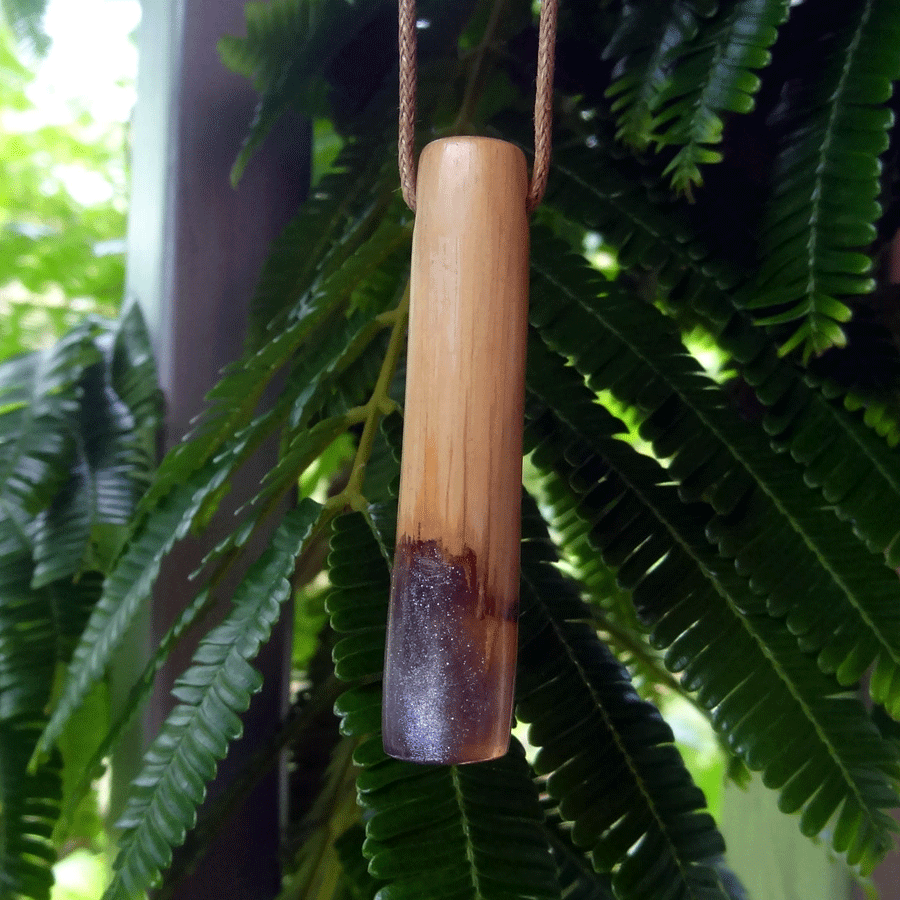 Driftwood with purple resin