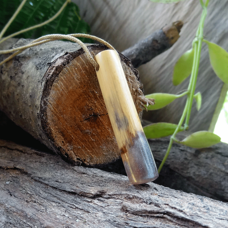 Driftwood with purple resin