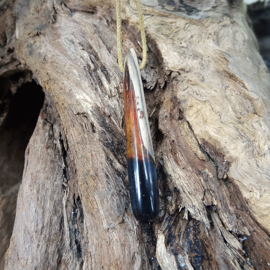 Driftwood with blue resin