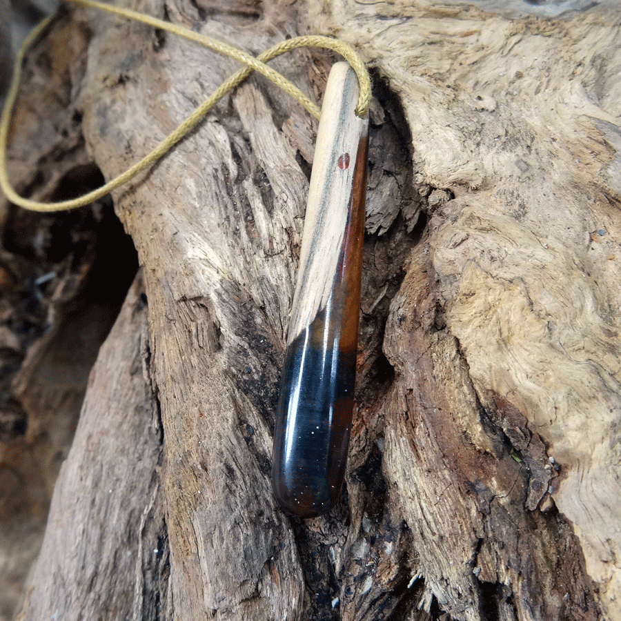 Driftwood with blue resin