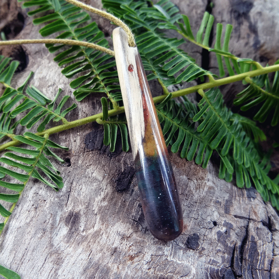 Driftwood with blue resin