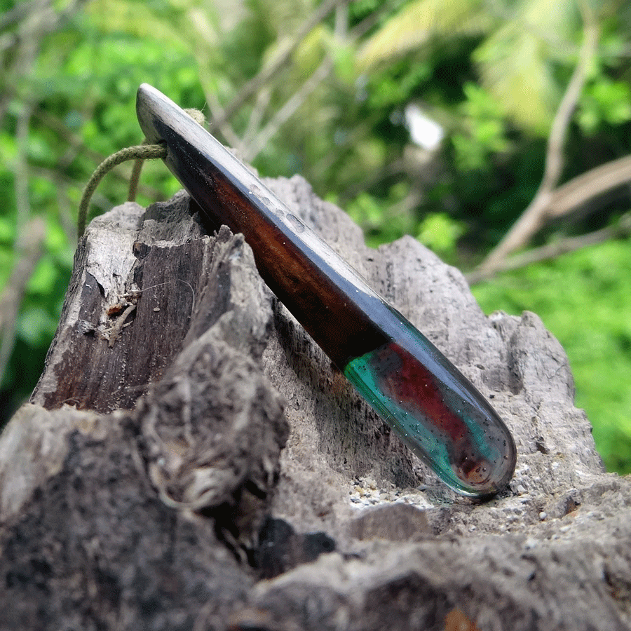 Driftwood with blue resin