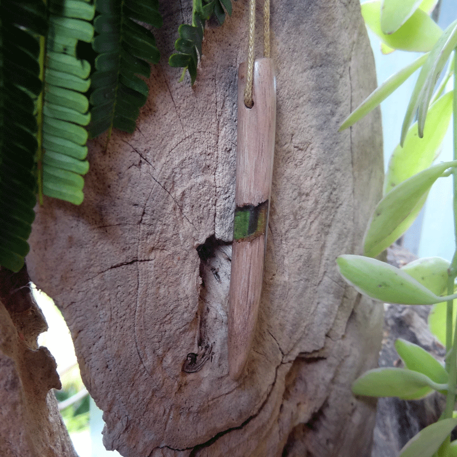 Driftwood with light green resin