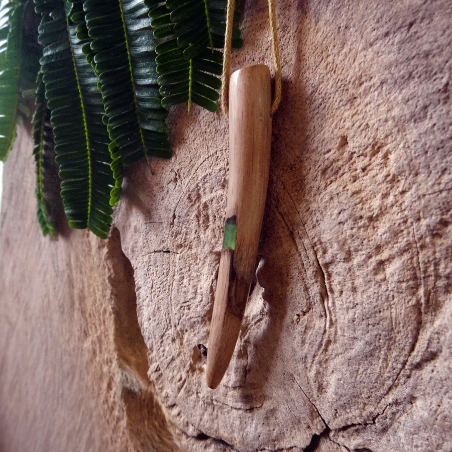 Driftwood with light green resin