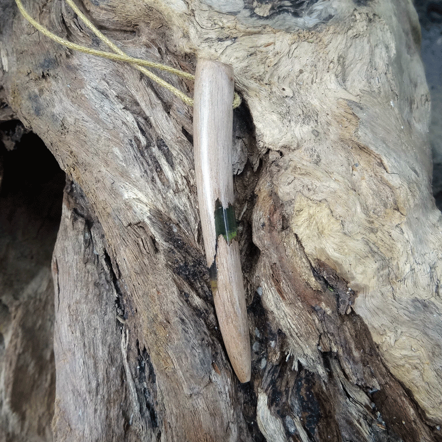 Driftwood with light green resin