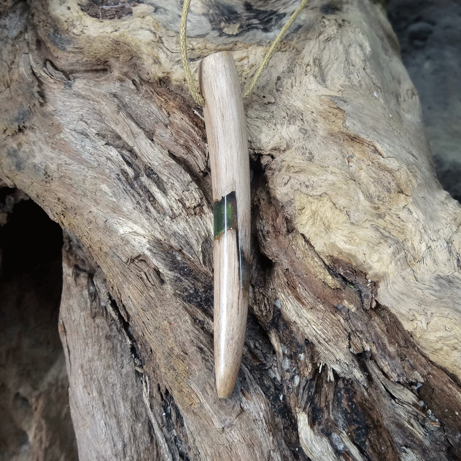 Driftwood with light green resin