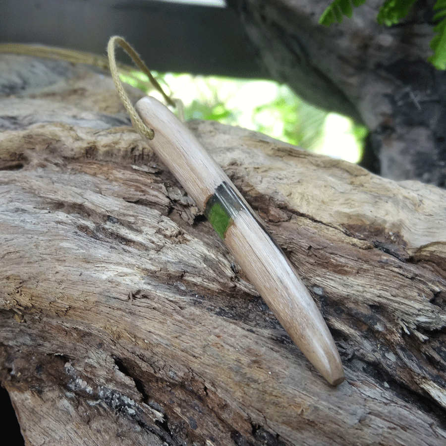 Driftwood with light green resin