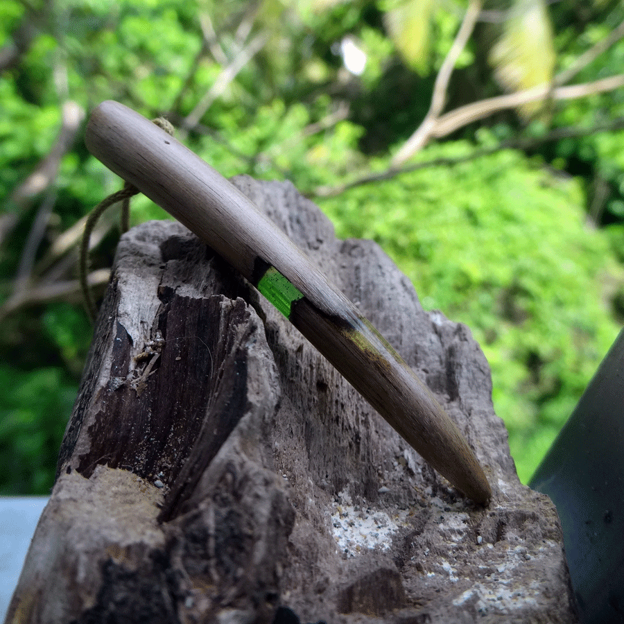 Driftwood with light green resin