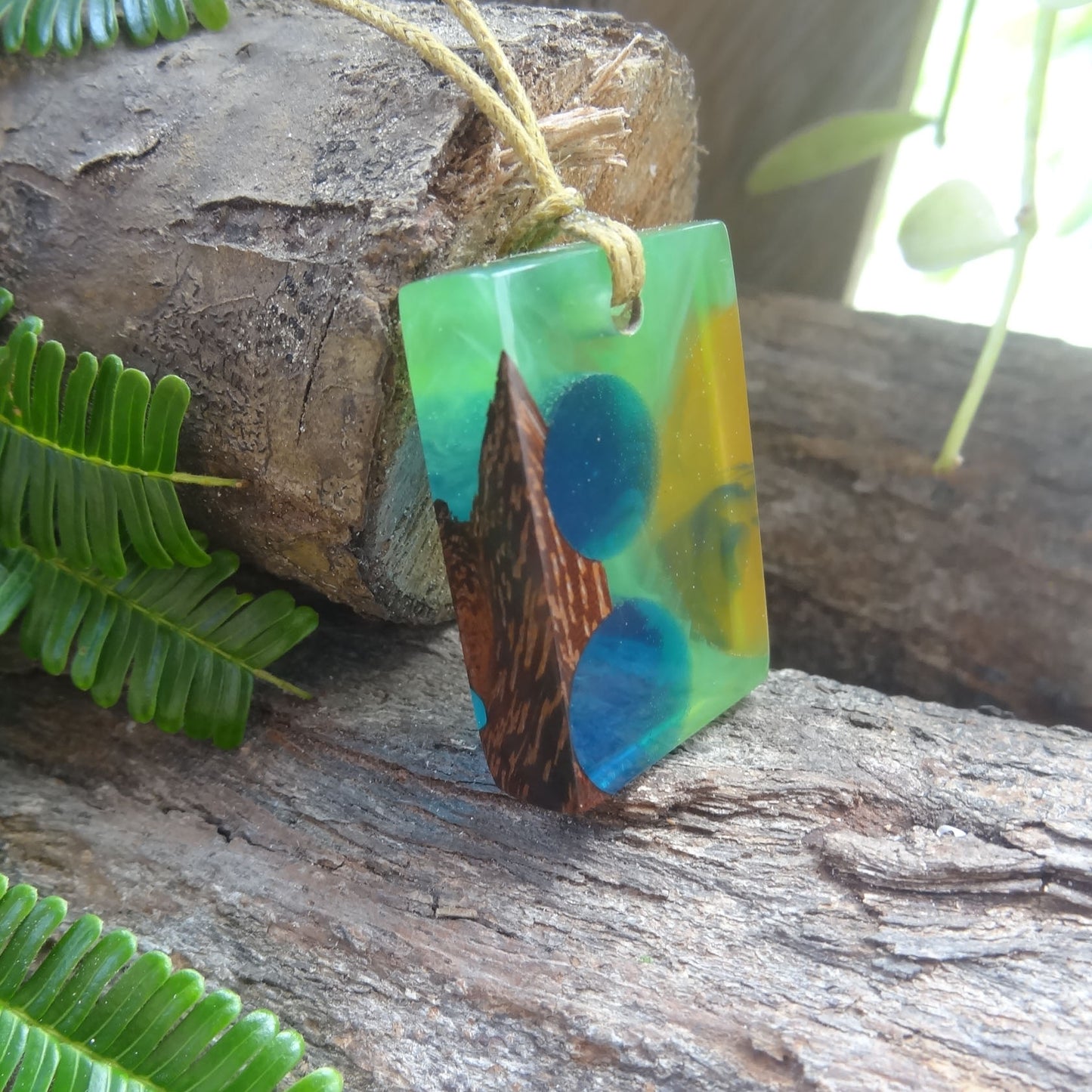 Driftwood with multi coloured resin