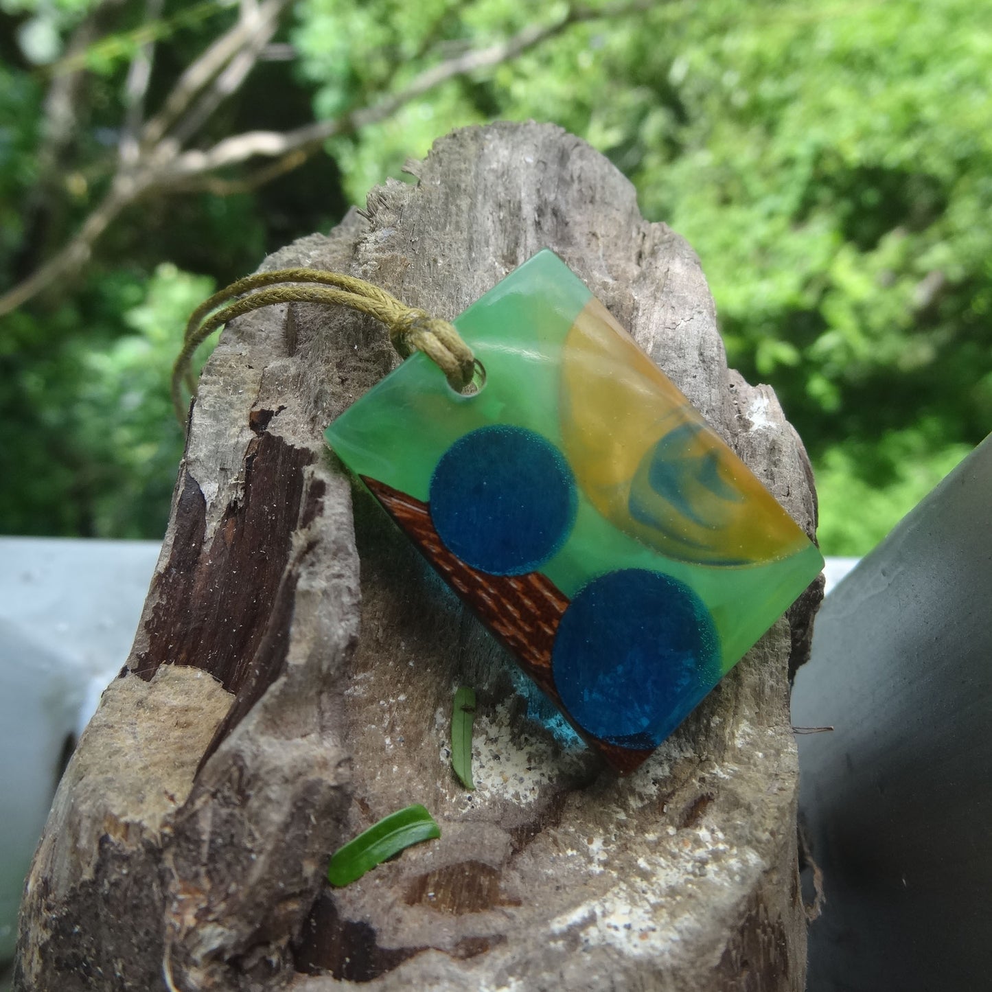 Driftwood with multi coloured resin