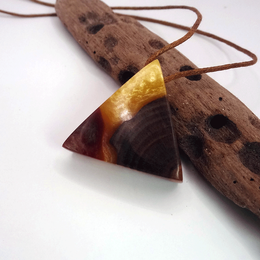 Driftwood with yellow and red resin