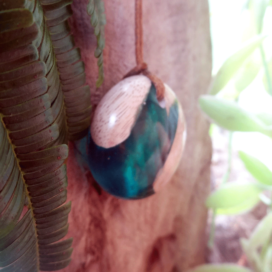 Driftwood with turquoise resin