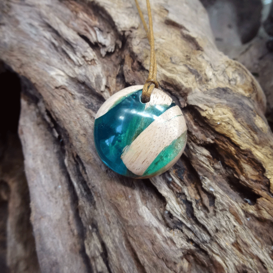 Driftwood with turquoise resin