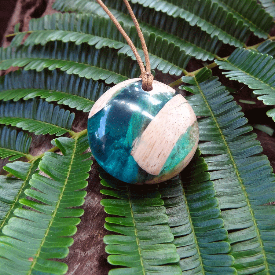 Driftwood with turquoise resin