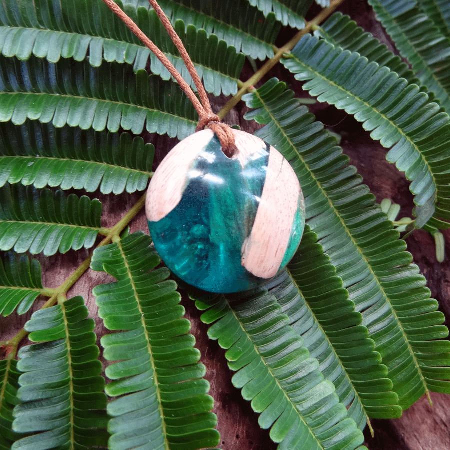 Driftwood with turquoise resin