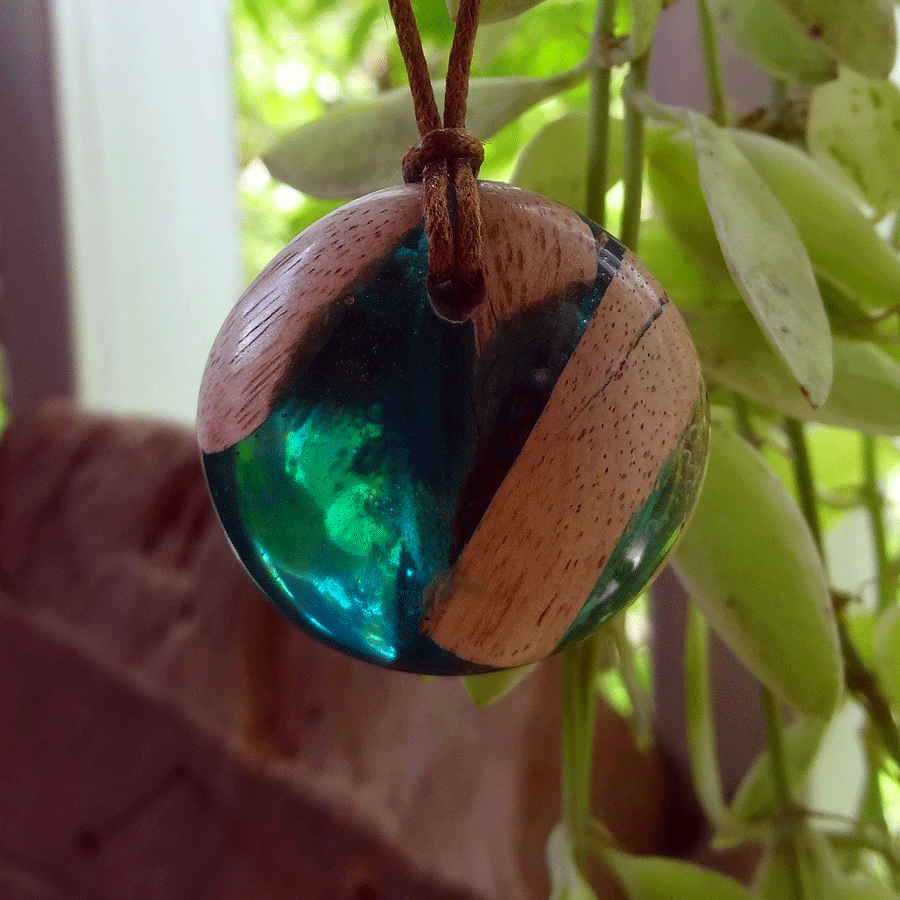 Driftwood with turquoise resin