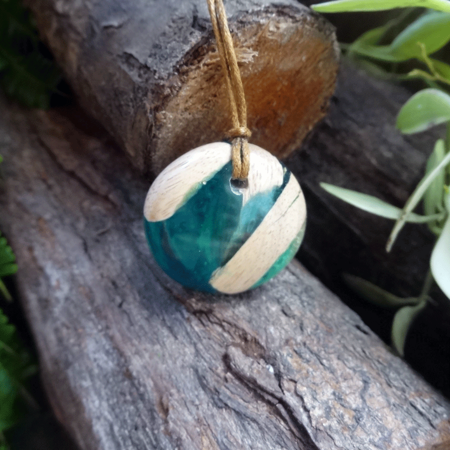 Driftwood with turquoise resin