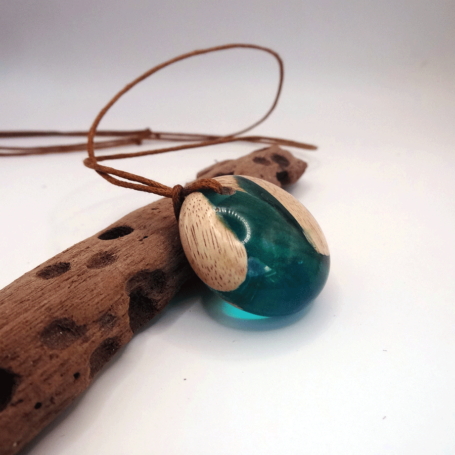 Driftwood with turquoise resin