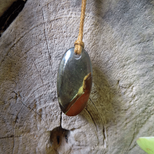 Driftwood with light blue resin