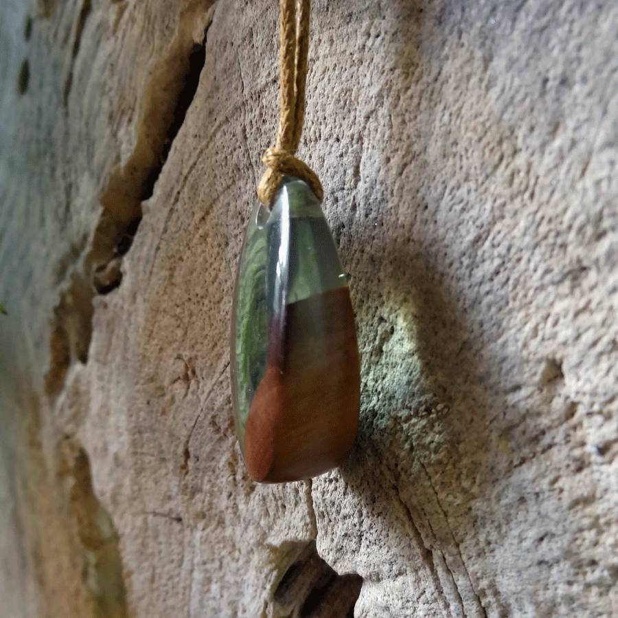 Driftwood with light blue resin