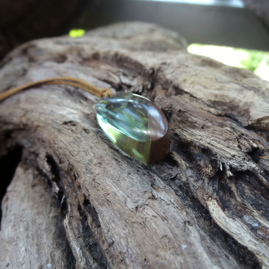 Driftwood with light blue resin