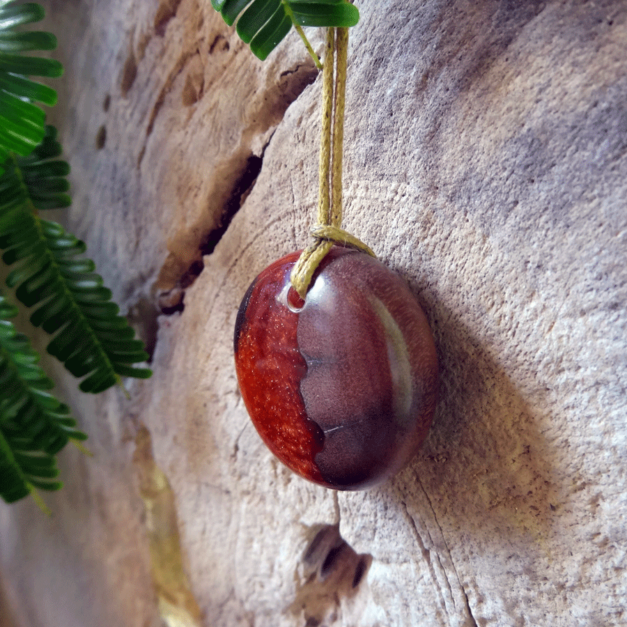 Driftwood with gold and orange resin