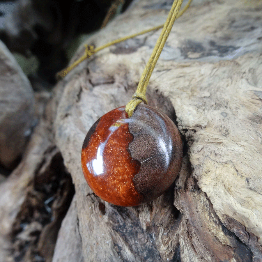 Driftwood with gold and orange resin