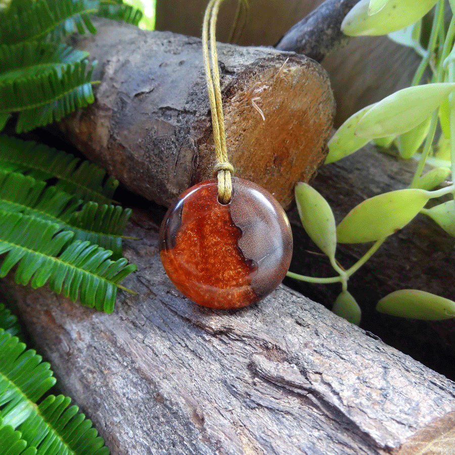 Driftwood with gold and orange resin