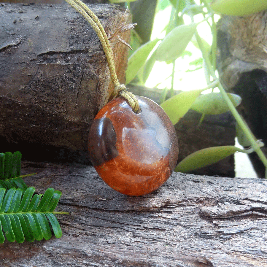 Driftwood with gold and orange resin