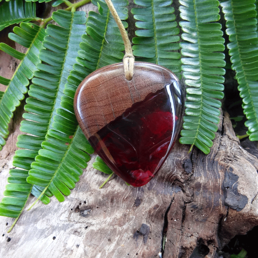 Driftwood with red resin