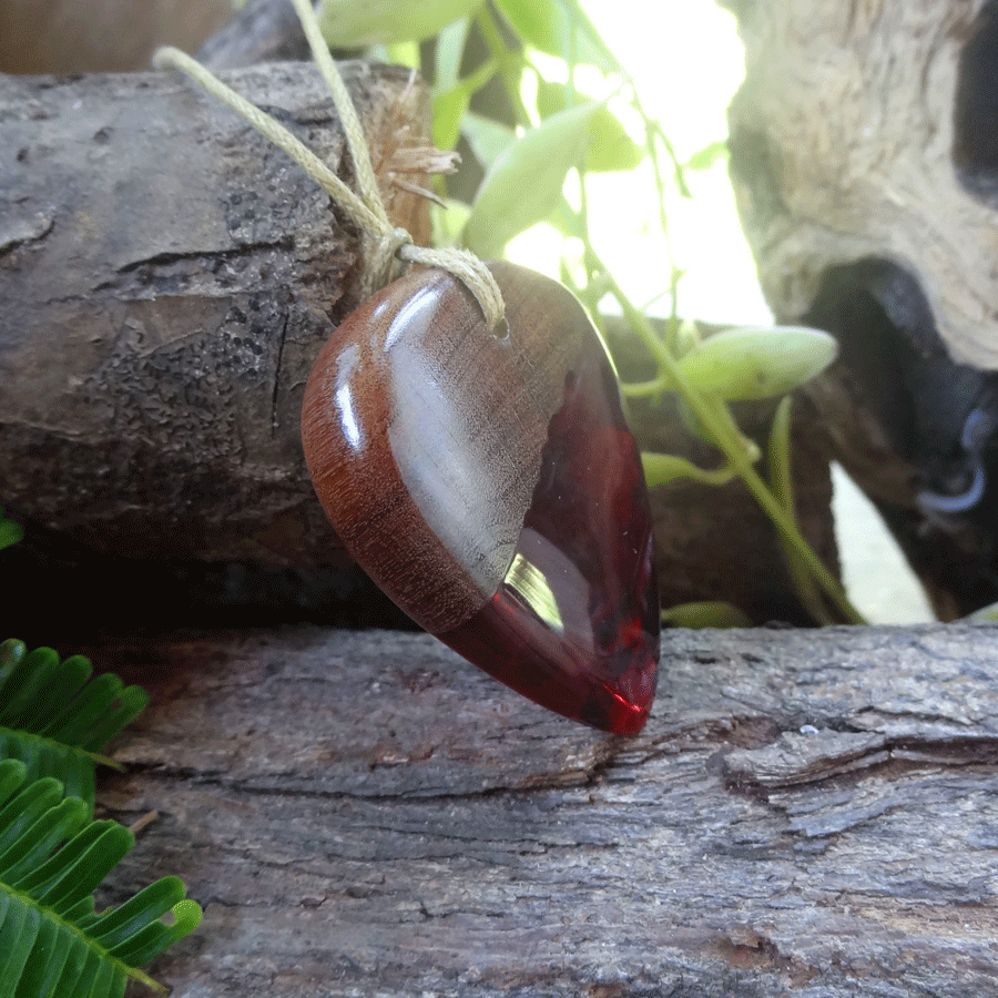 Driftwood with red resin