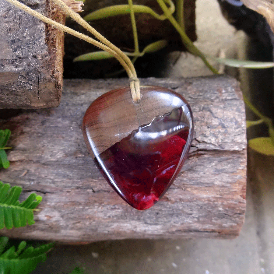 Driftwood with red resin