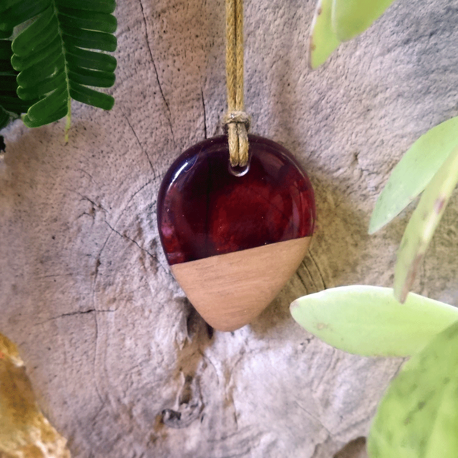 Driftwood with red resin