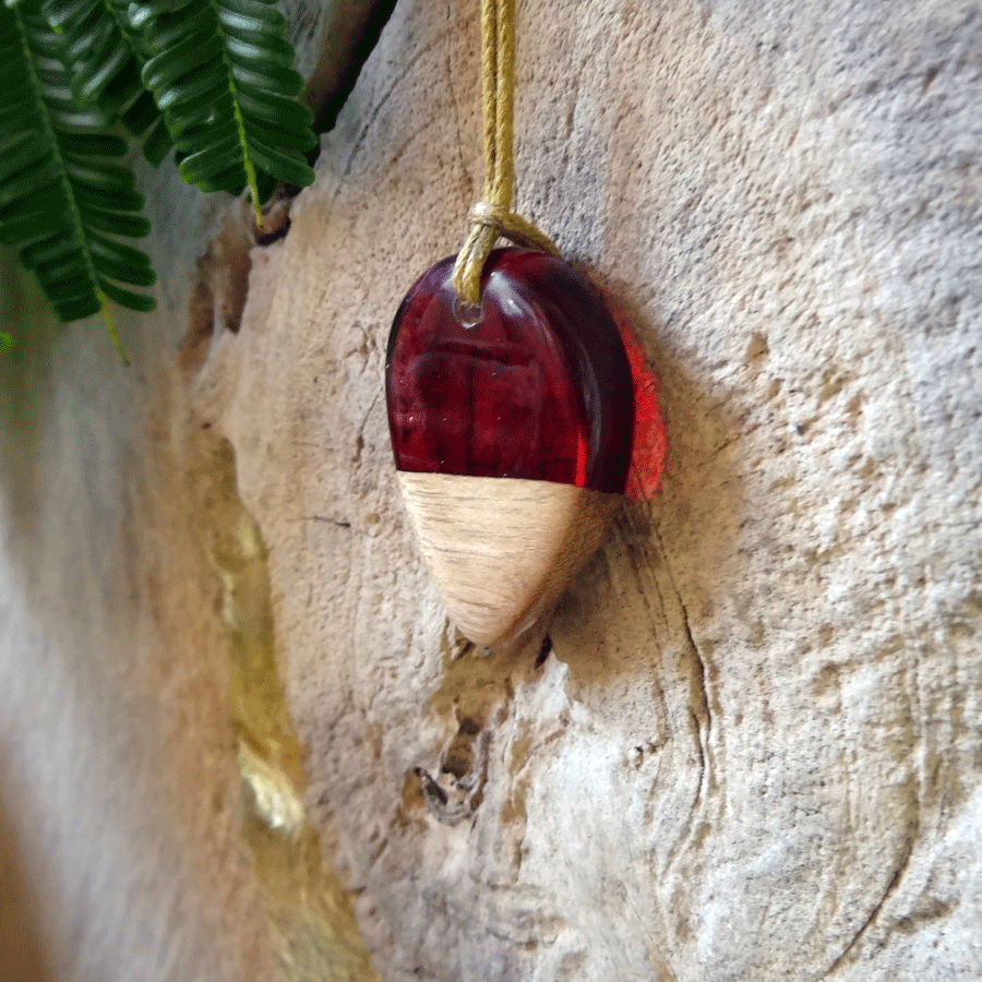 Driftwood with red resin