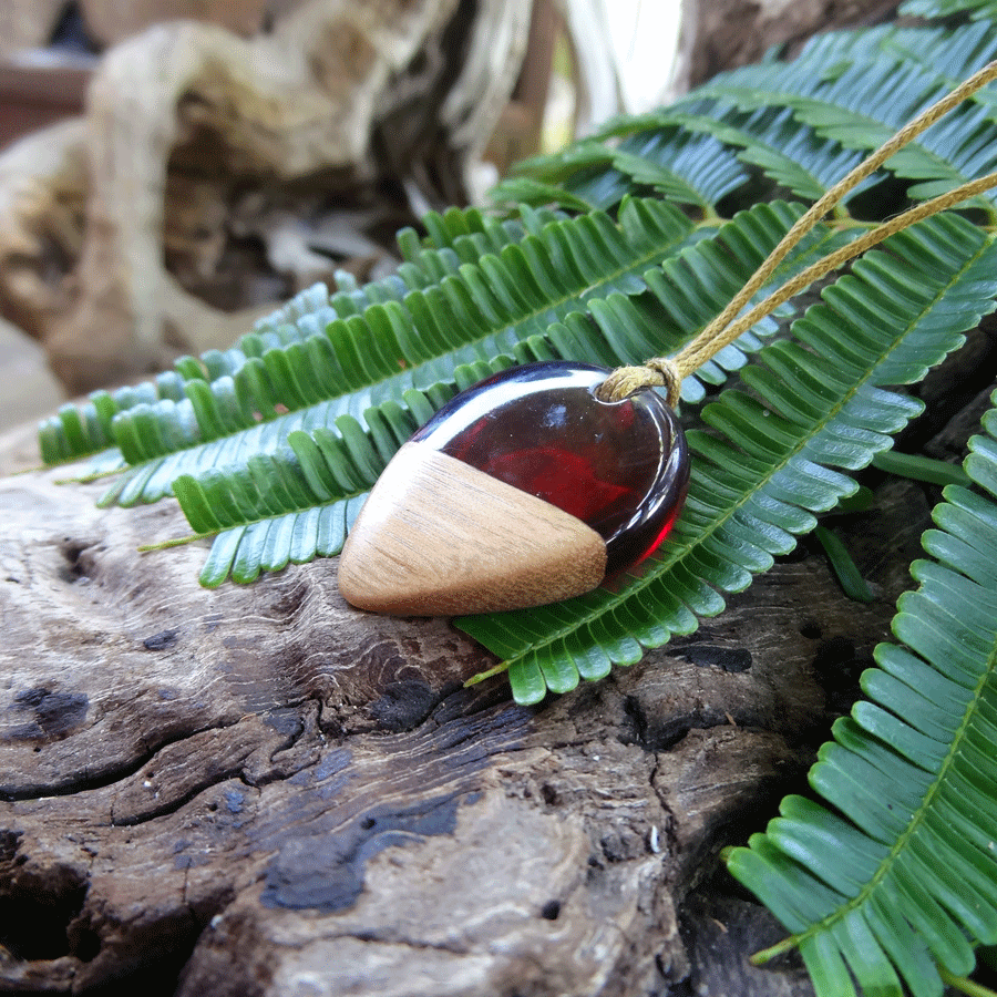 Driftwood with red resin