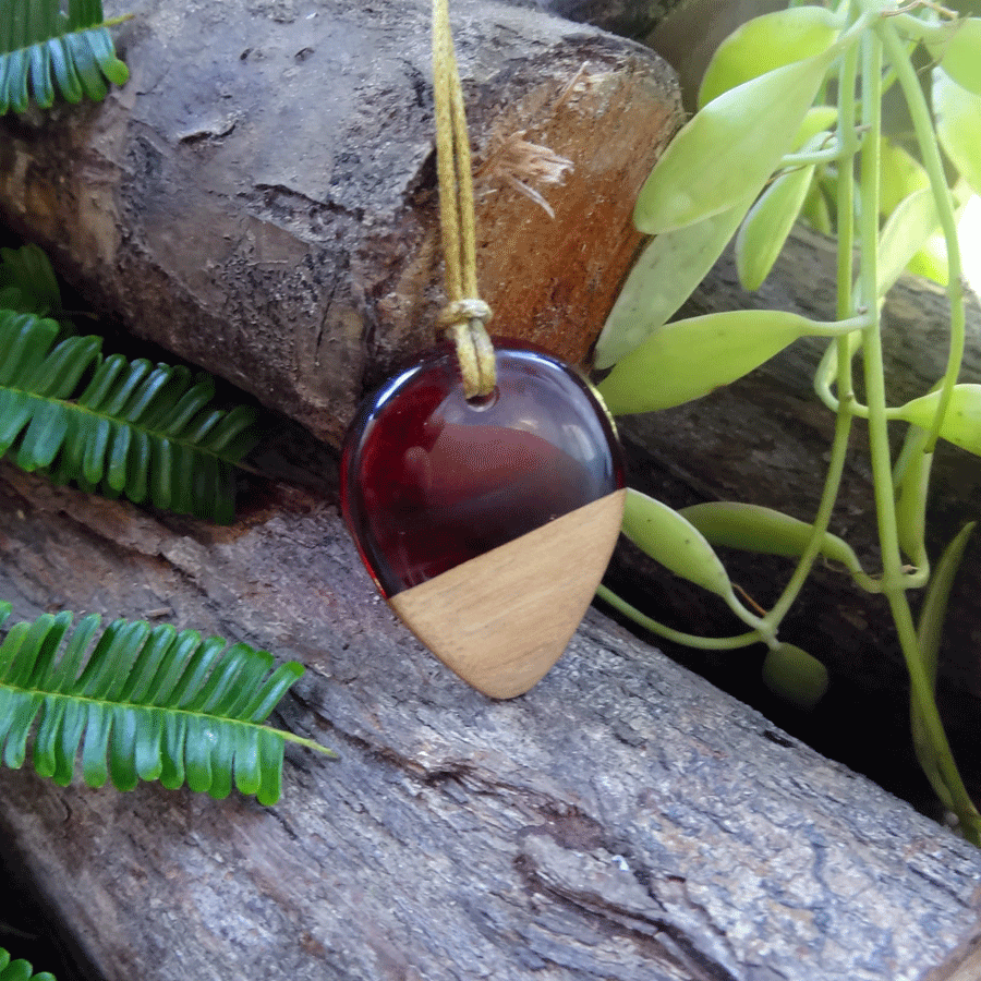 Driftwood with red resin