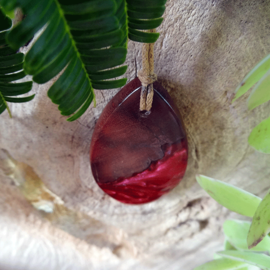 Driftwood with red resin