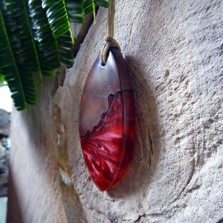 Driftwood with red resin