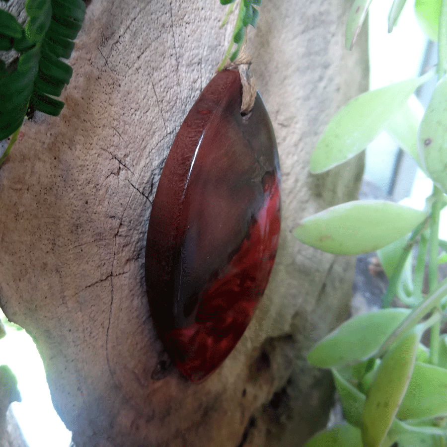 Driftwood with red resin