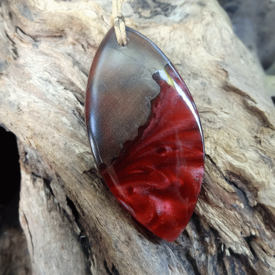 Driftwood with red resin