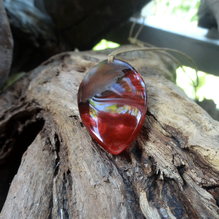 Driftwood with red resin