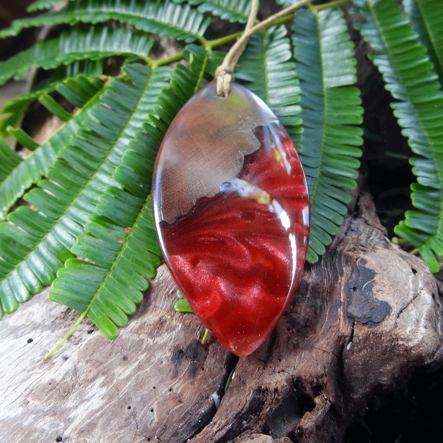 Driftwood with red resin