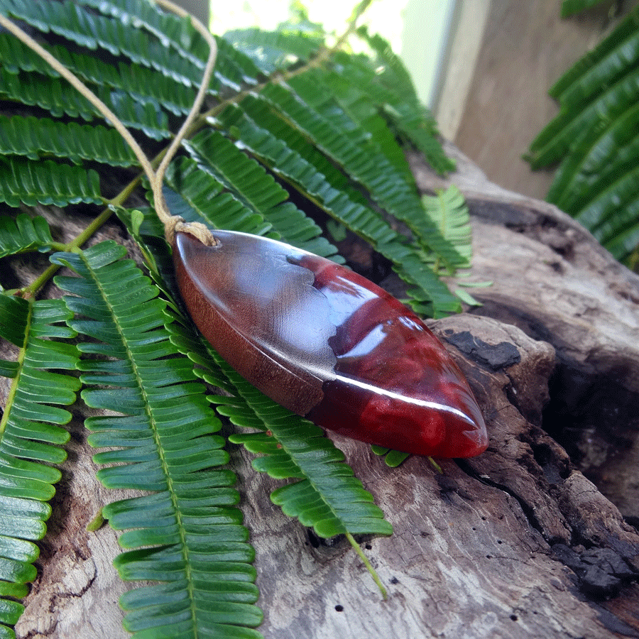 Driftwood with red resin