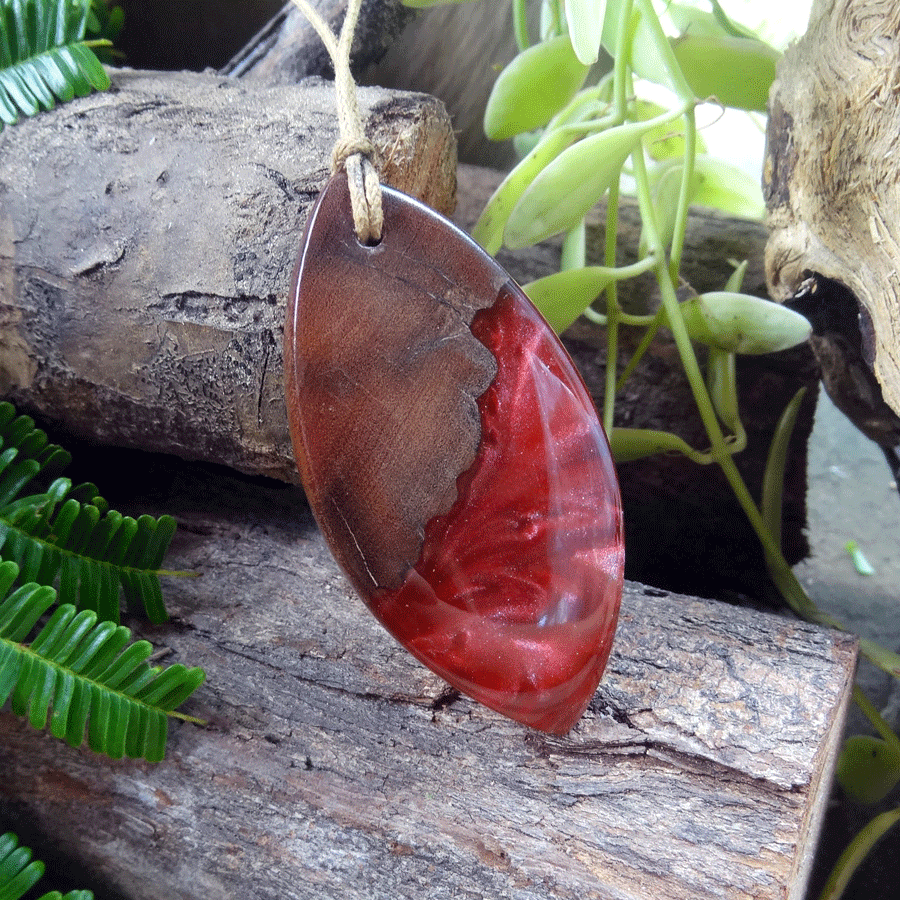 Driftwood with red resin