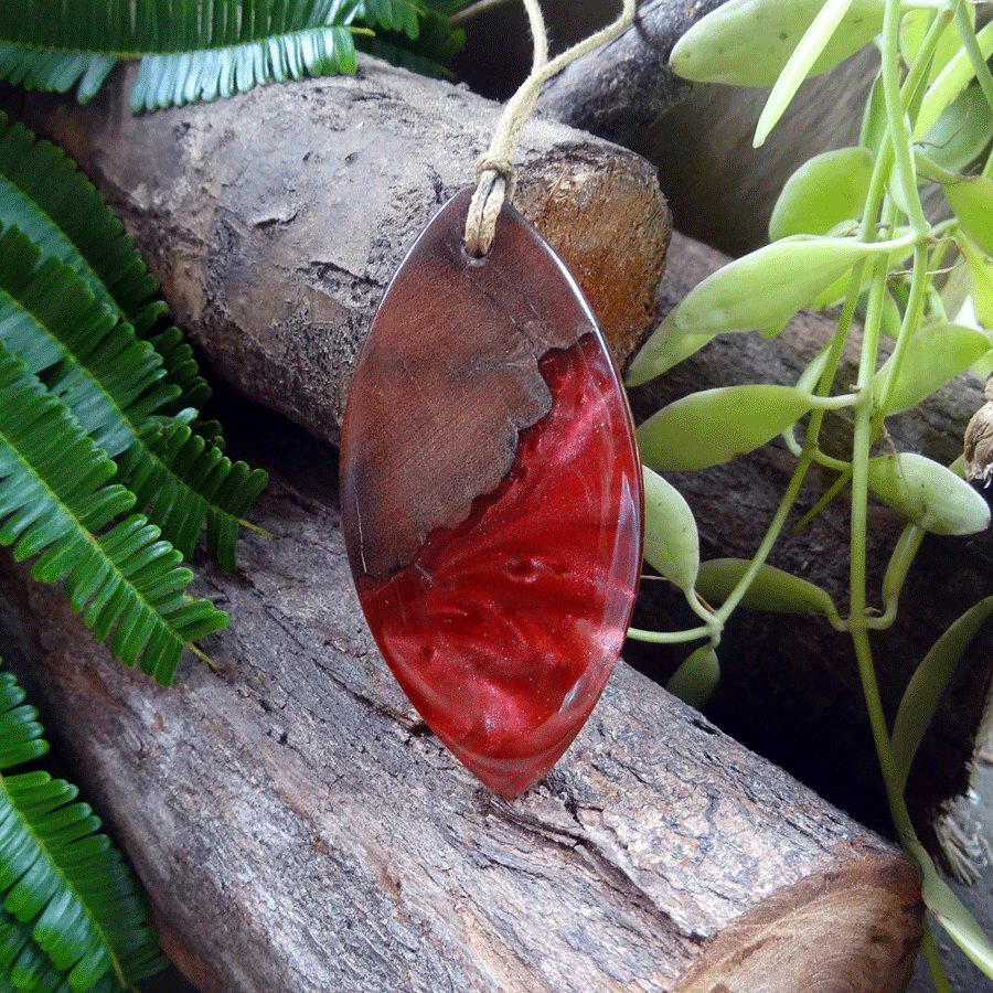 Driftwood with red resin