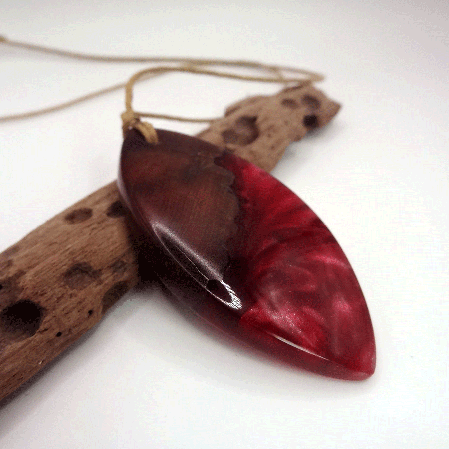 Driftwood with red resin